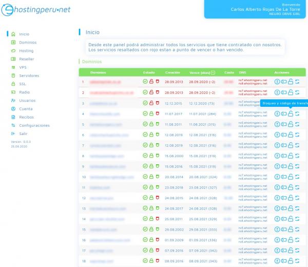 Software para administración de dominios y hosting