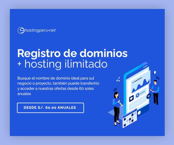 Registro o transferencia de dominios + oferta de hosting ilimitado por un año